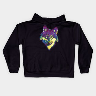 WOLF WILD FOREST NATURE PETS WOLFSPIRIT RAINBOW Kids Hoodie